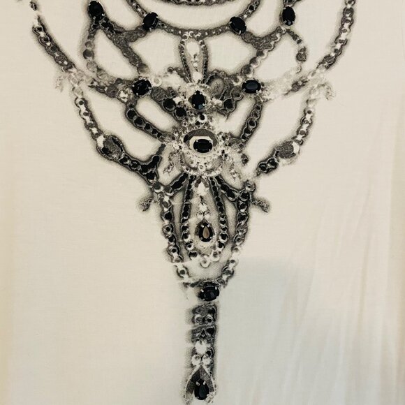 Simply Vera Vera Wang Long Sleeve Top XS White Beaded Design Rayon Spandex - Picture 11 of 11